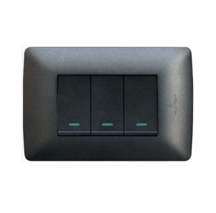 3 Lever 1 Way Switch - Black.