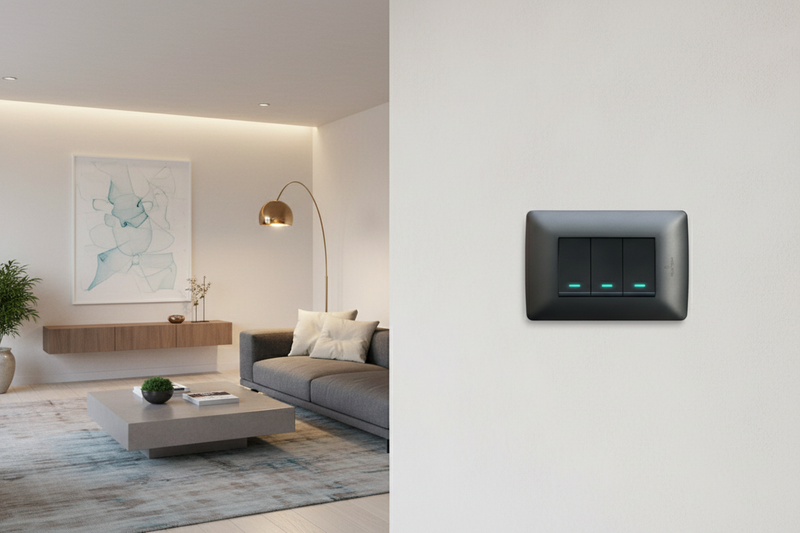 3 Lever 1 Way Switch - Black.