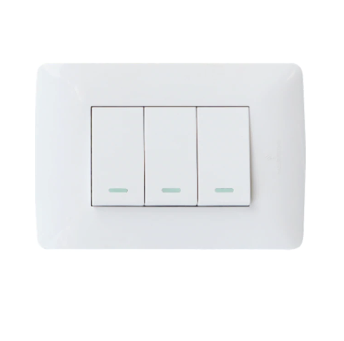 3 Lever 1 Way Switch - White.