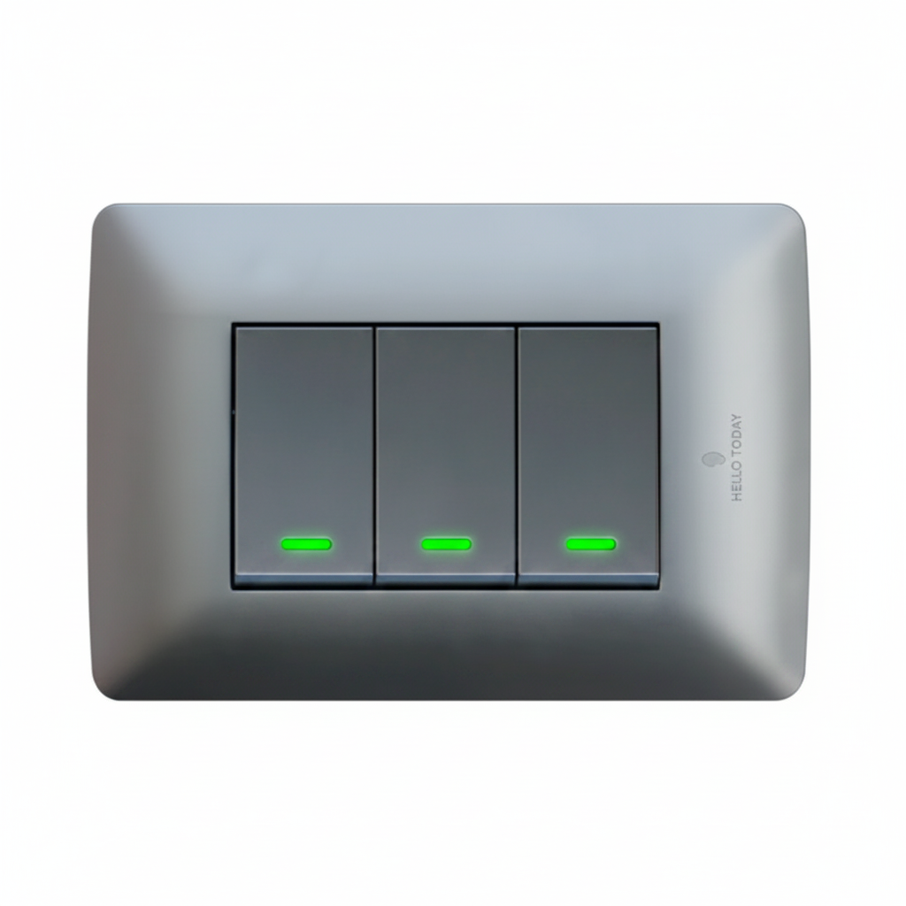 3 Lever 1 Way Switch - Silver.