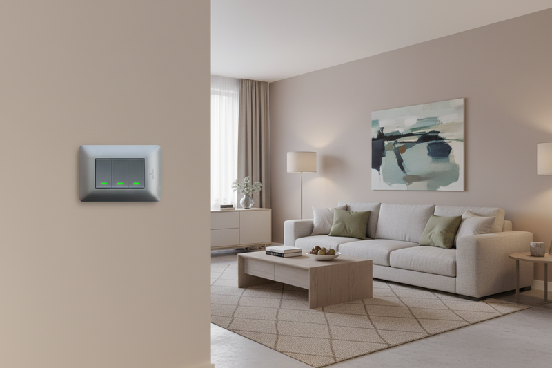3 Lever 1 Way Switch - Silver.