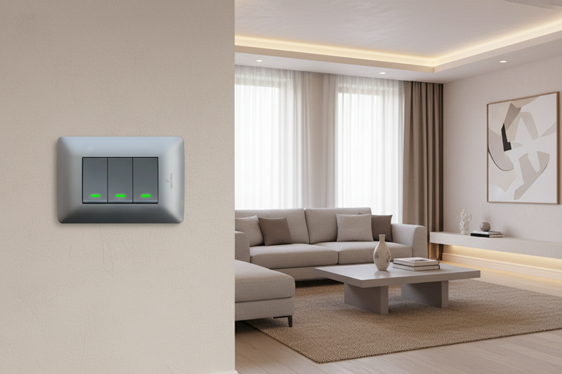 3 Lever 1 Way Switch - Silver.