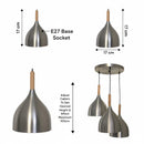 6006 Bowl Style Pendant Light - Round of 3 - Silver.