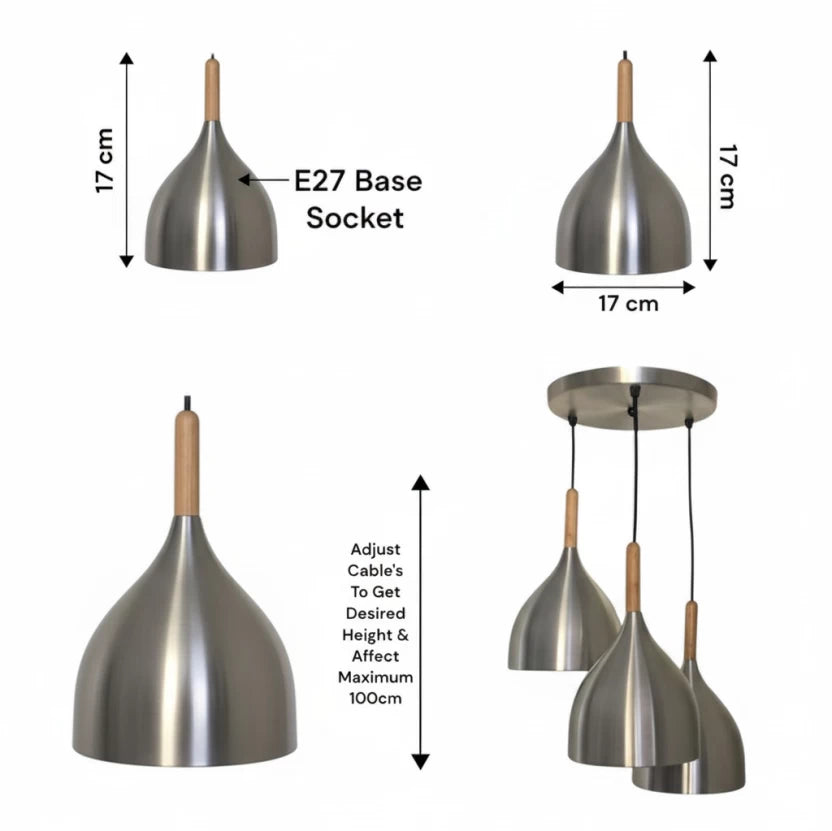 6006 Bowl Style Pendant Light - Round of 3 - Silver.