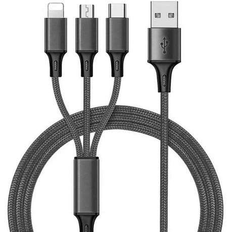 3 in 1 strong braided charging cable. Mr.Smart SA's Best Online Shopping Store.