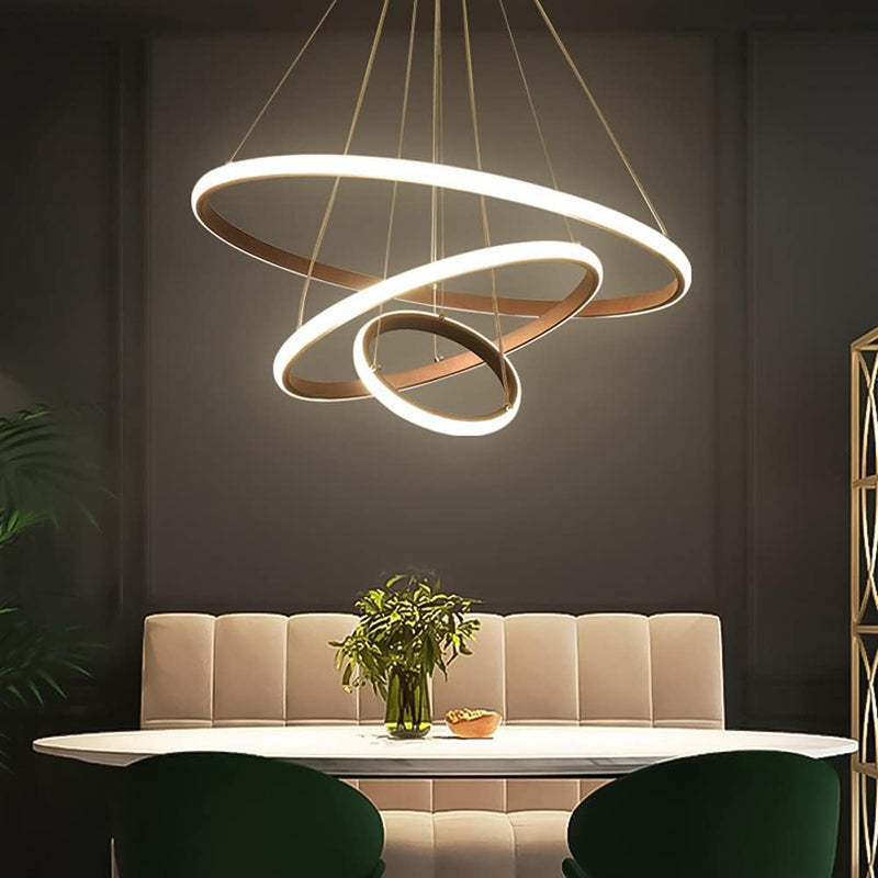 LED Chandelier Dimmable 3 Ring Pendant Light
