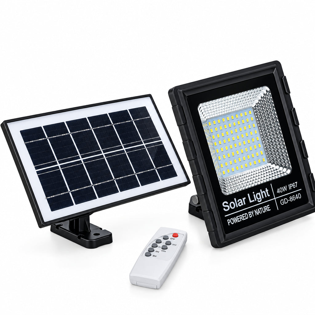 40W Solar Flood Light Outdoor Waterproof with Remote-IP66-6500K.