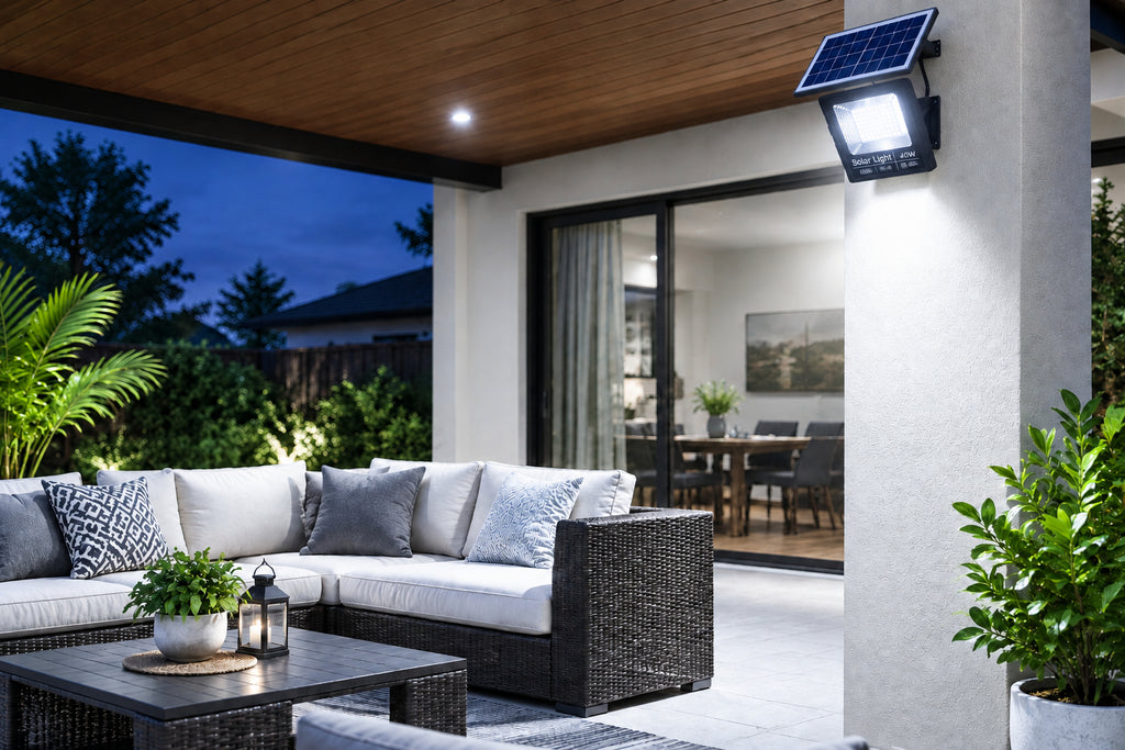 40W Solar Flood Light Outdoor Waterproof with Remote-IP66-6500K.