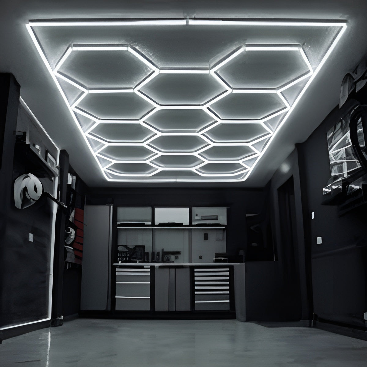 4M x 2.5M Hexagon Grid LED Garage Ceiling Light - 2 years warranty.