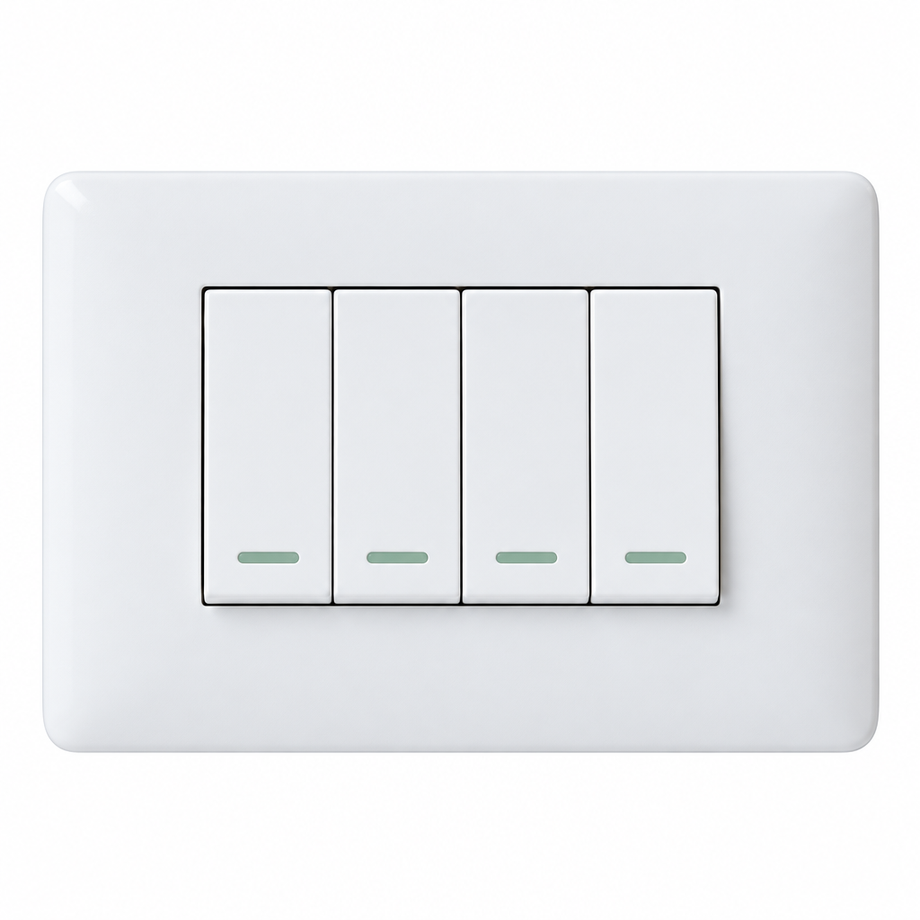 4 Lever 1 Way Switch - White.