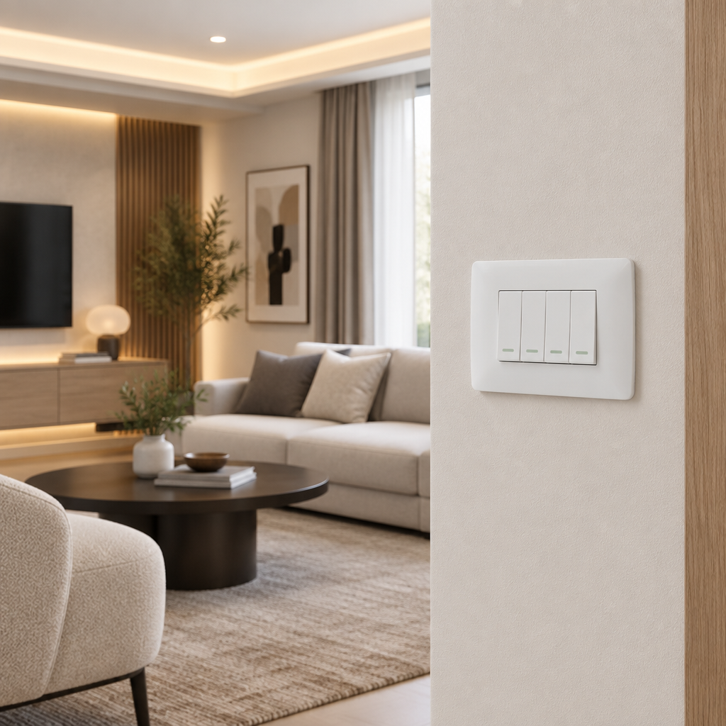 4 Lever 1 Way Switch - White.