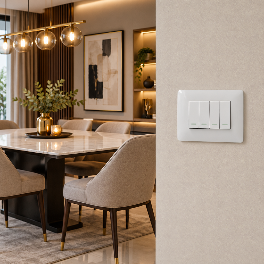 4 Lever 1 Way Switch - White.