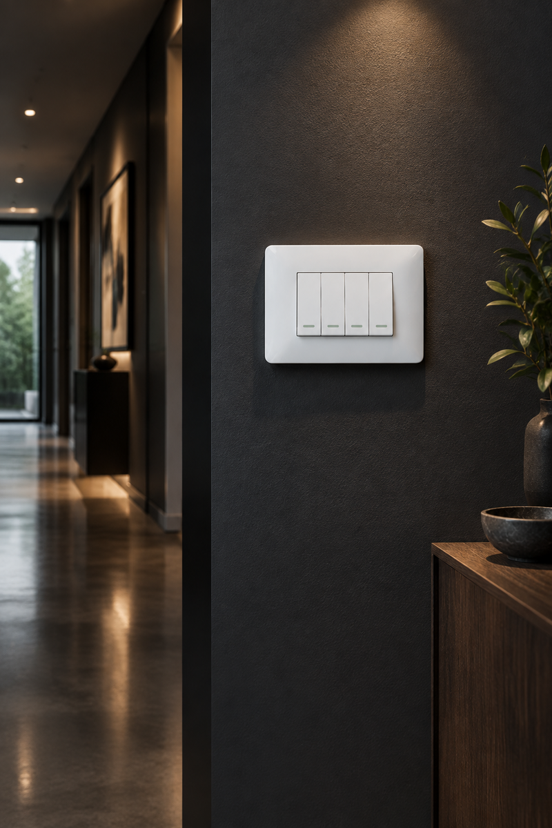 4 Lever 1 Way Switch - White.