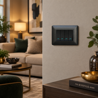 4 Lever 1 Way Switch - Black.