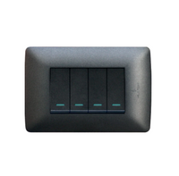 4 Lever 1 Way Switch - Black.