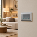 4 Lever 1 Way Switch - Silver.