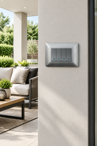 4 Lever 1 Way Switch - Silver.