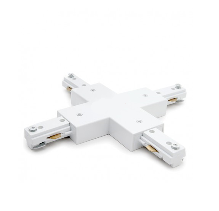 4 Way Track Line Connector - White.
