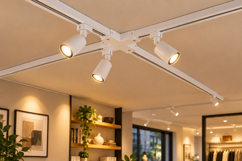 4 Way Track Line Connector - White.