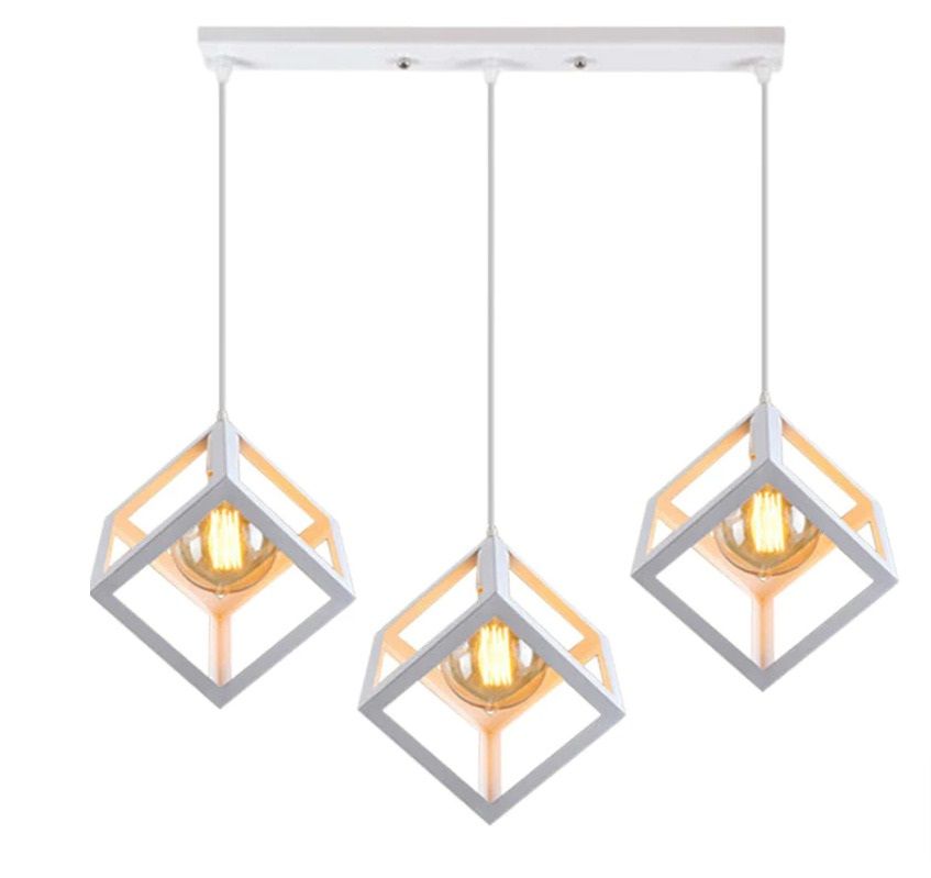 Metal matte White cubes pendant light - Row of 03. Mr.Smart SA's Best Online Shopping Store.