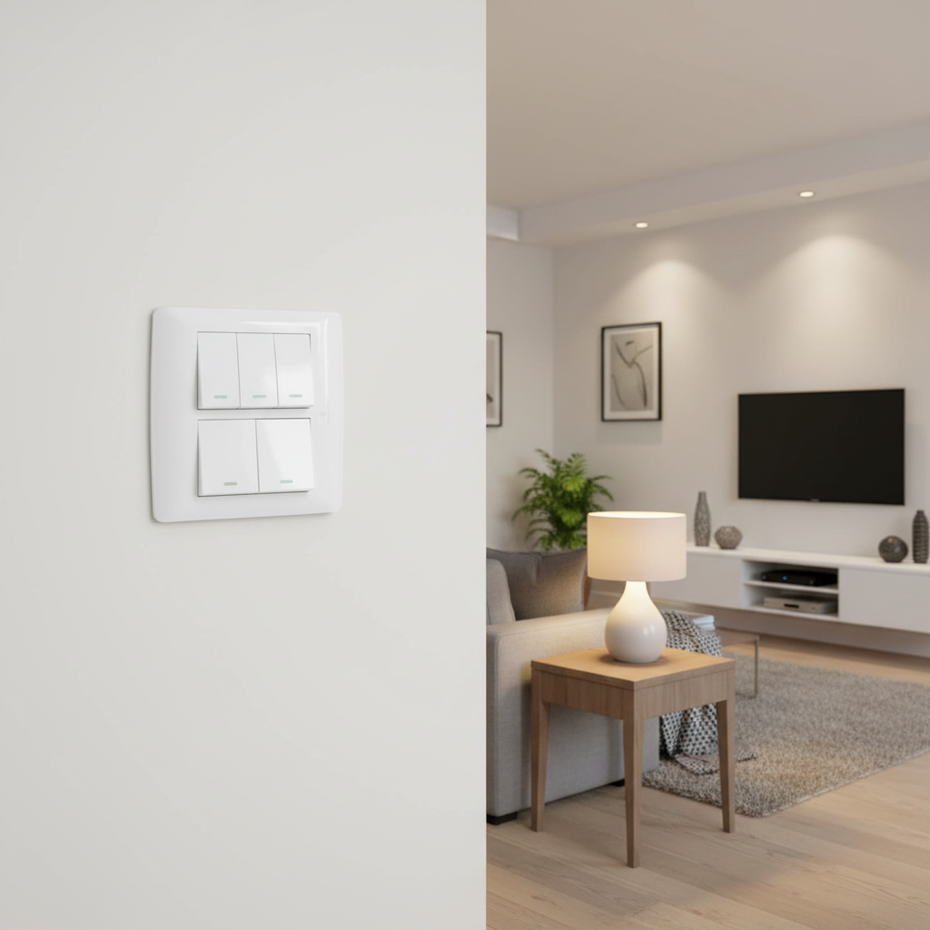 5 Lever 1 Way Switch - White.
