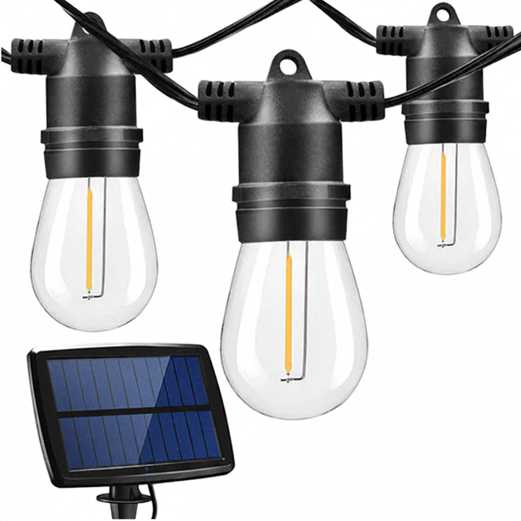 20M 20 Bulbs- Solar LED Festoon Outdoor String Lights.