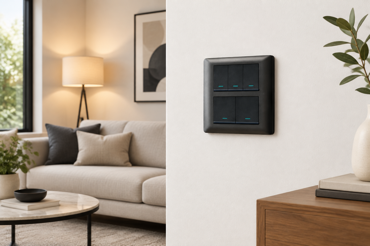 5 Lever 1 Way Switch - Black.