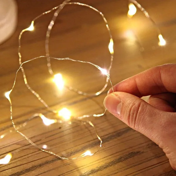 Battery Operated Copper Wire LED Fairy Light-with batteries.