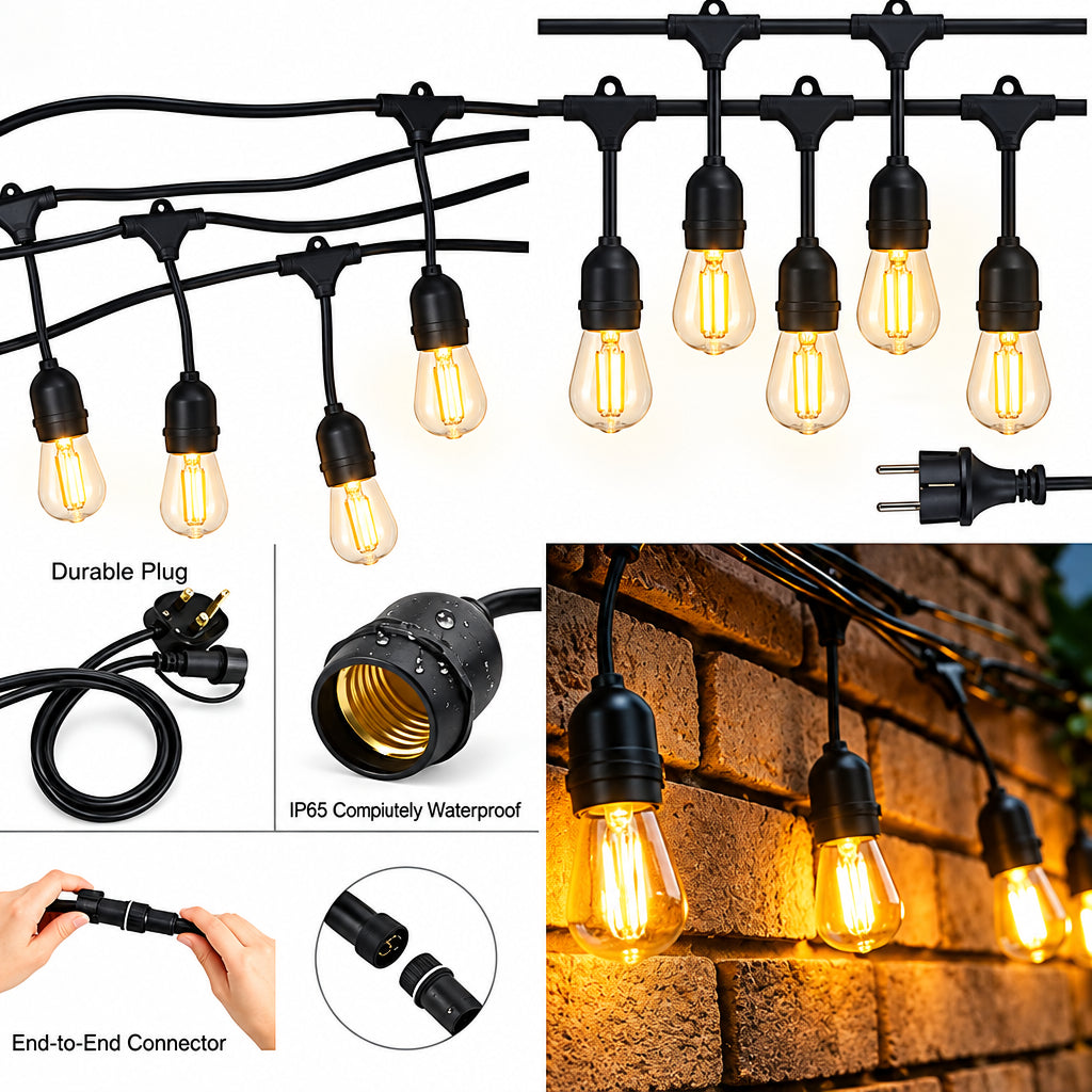 5m 10 Bulbs Plug-In LED Festoon String Light (Bulbs Included)-Product Specs-Mr Smart Lighting Company.