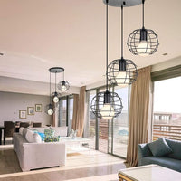 Vintage Cage Shape Round Hanging Lamp 1806-3 BK.