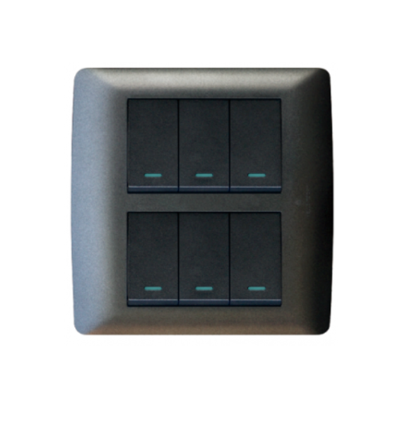 6 Lever 1 Way Switch - Black.