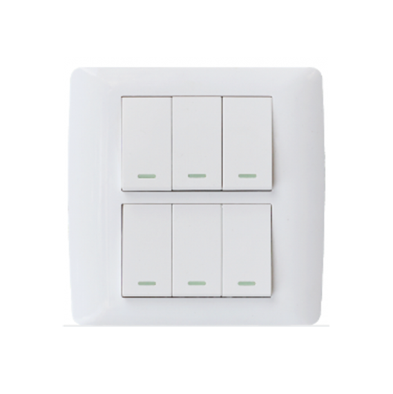 6 Lever 1 Way Switch - White.