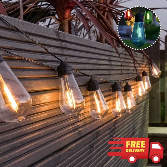 7.5M Outdoor String Lights Wire With 12 E27 Bulb Holders