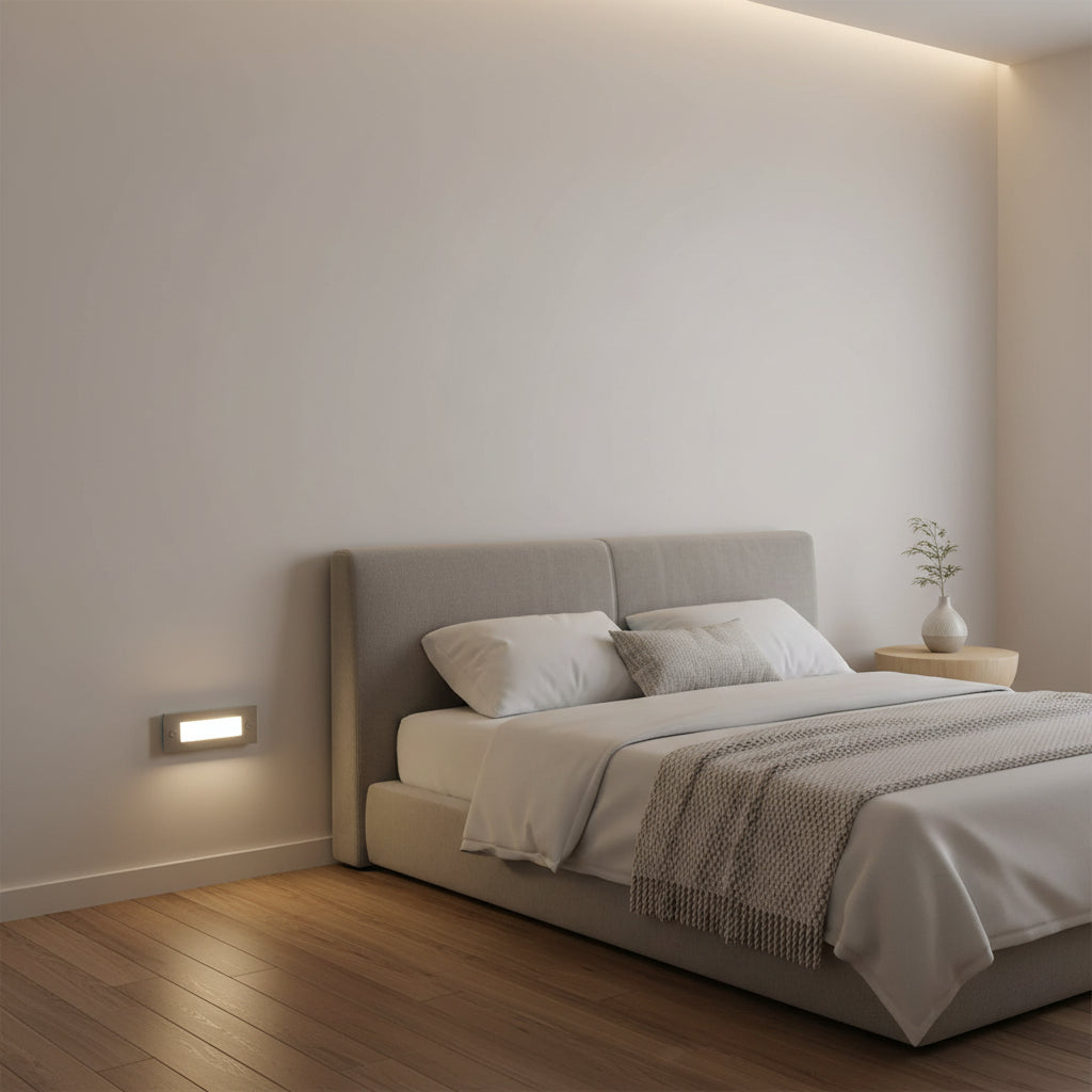 B162SC Rectangle Stainless Steel LED Footlight Plain including 12x0.12W LED's.