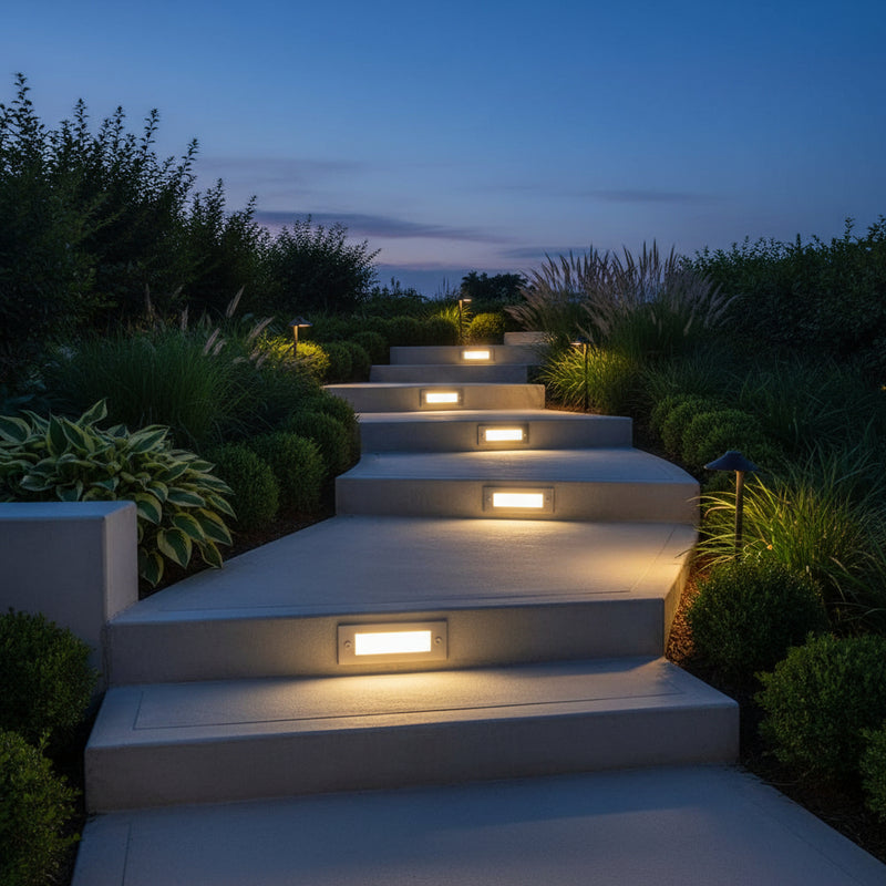 B162SC Rectangle Stainless Steel LED Footlight Plain including 12x0.12W LED's.
