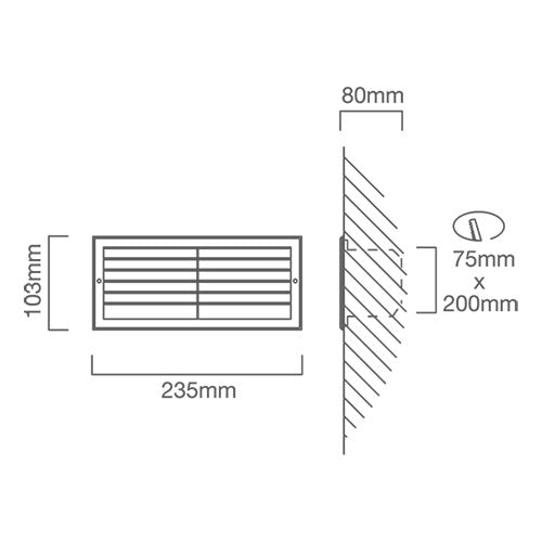 B38W BRICK LIGHT LOUVRE WHITE 60W.