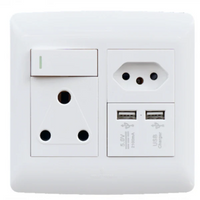 Black modern wall socket with built-in USB charging ports from Mr Smart Lighting Company.