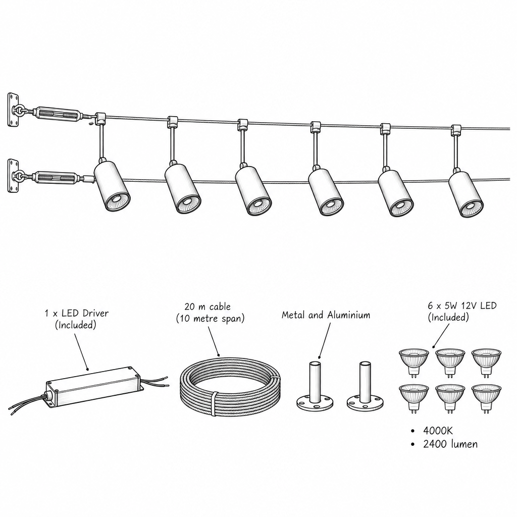 Brightstar-12V-WSC007 MATT BLACK 4000K Tracklight-Product diagram-Mr Smart Lighting Company.