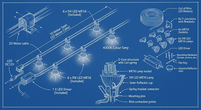 Brightstar-12v-WSC003 SAT Tracklight 4000K-Product dimensions.