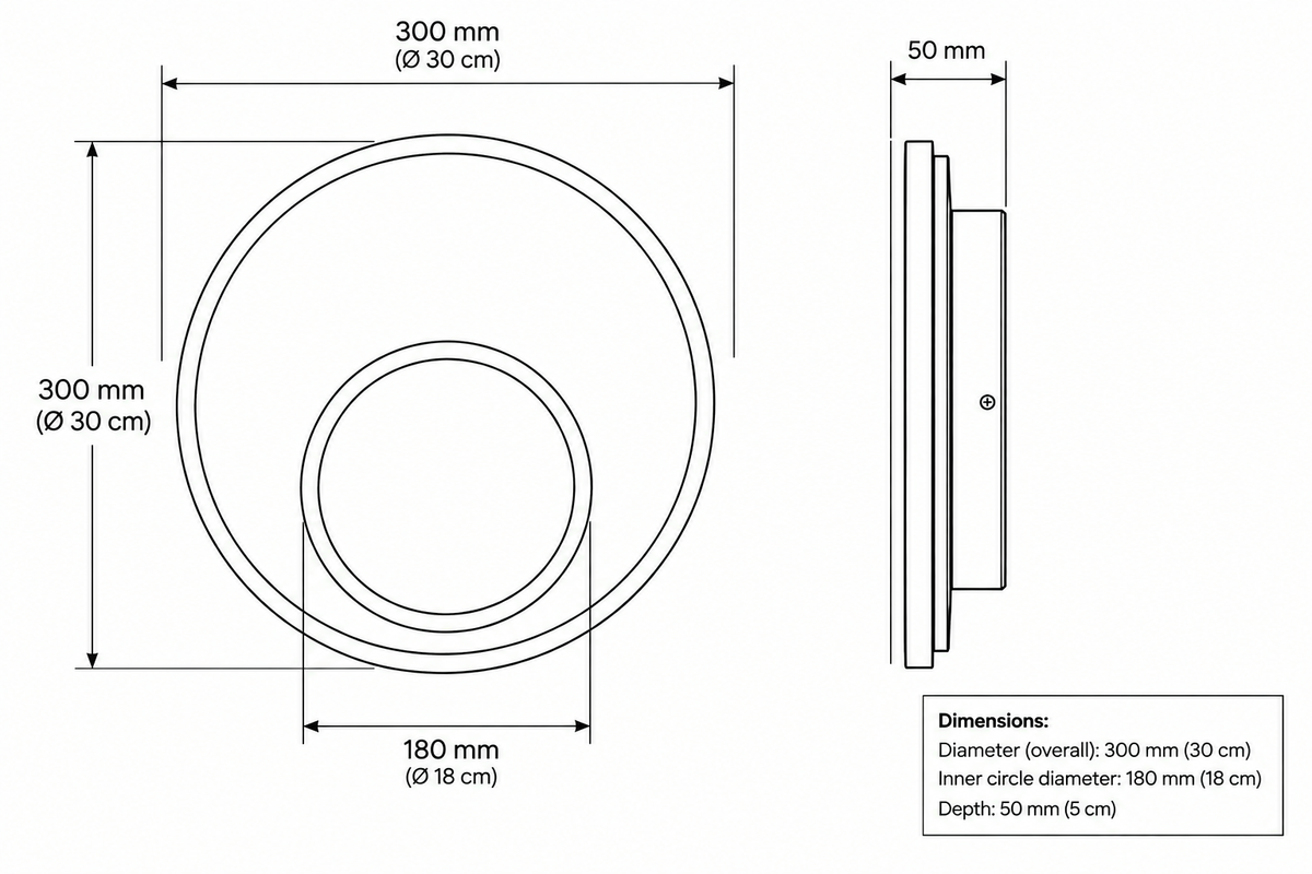 Brightstar-18W WB023 LED Wall Lamp-4000K-Product Dimensions-Mr Smart Lighting Company.
