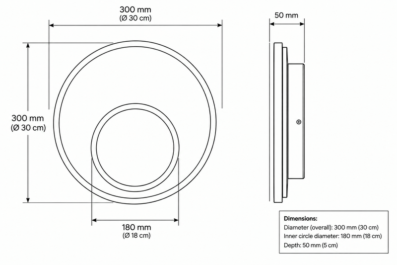 Brightstar-18W WB023 LED Wall Lamp-4000K-Product Dimensions-Mr Smart Lighting Company.