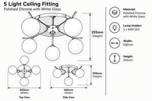 Brightstar-CF096/5 CHROME Ceiling Light.