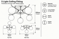 Brightstar-CF096/5 CHROME Ceiling Light-Mr Smart Lighting Company