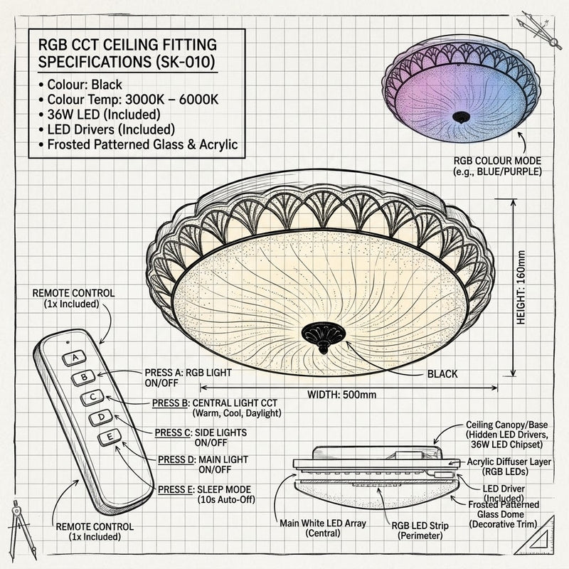 Brightstar-CF166 RGB Ceiling Light-Mr Smart Lighting Company.