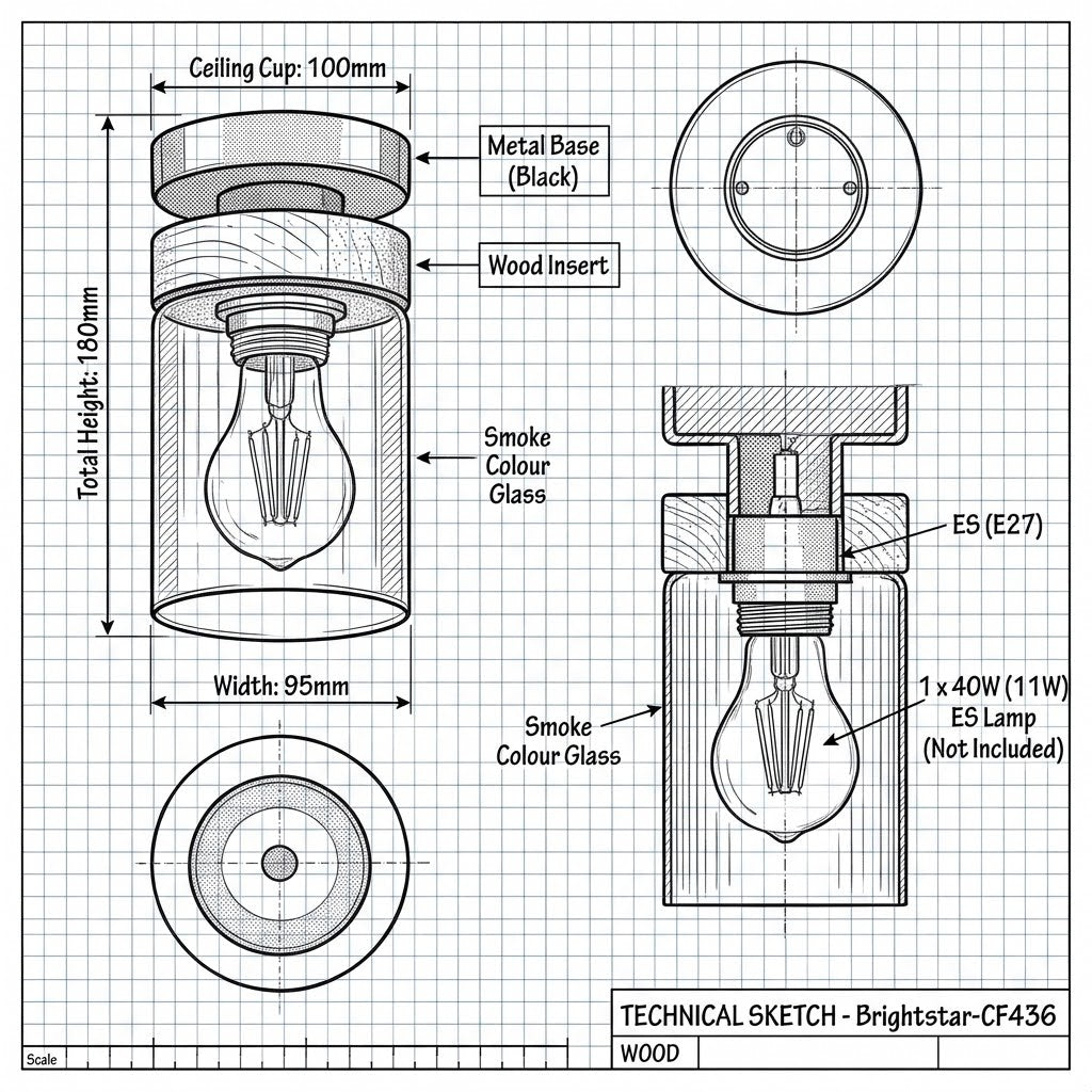 Brightstar-CF436 WOOD Ceiling Light.