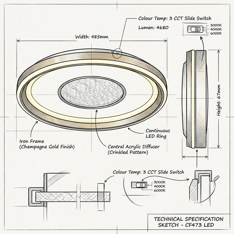 Brightstar-CF473 LED Ceiling Light 3CCT.