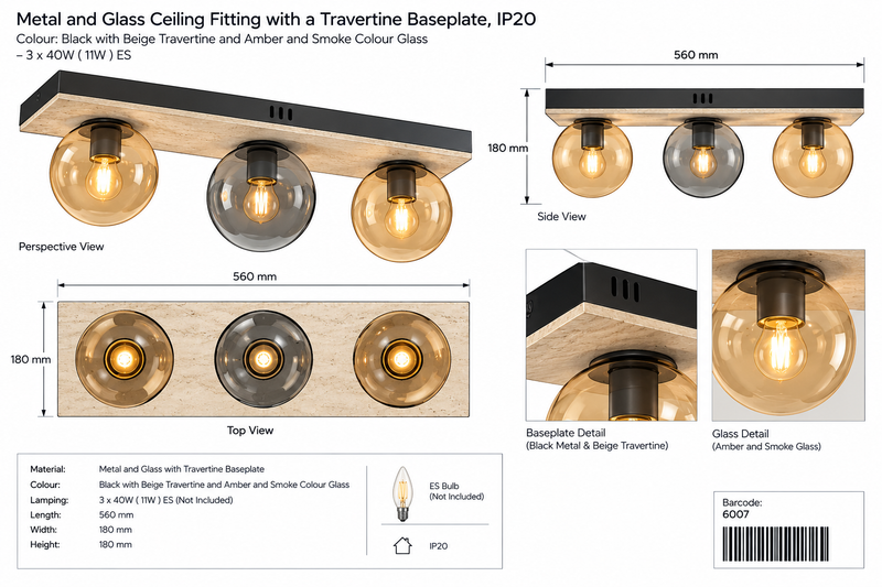 Brightstar-CF517 BLACK/AMBER Ceiling Light.