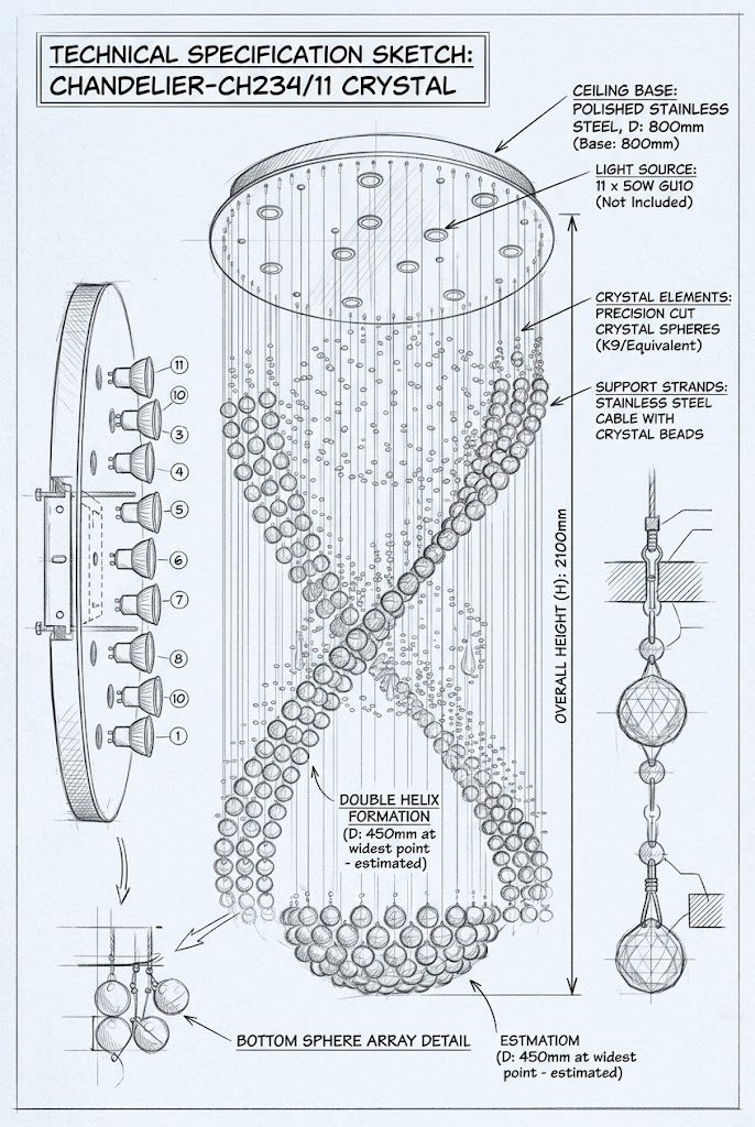 Brightstar-CH234/11 CRYSTAL Chandelier Light.