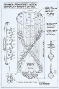 Brightstar-CH234/11 CRYSTAL Chandelier Light-Product  dimensions-Mr Smart Lighting Company