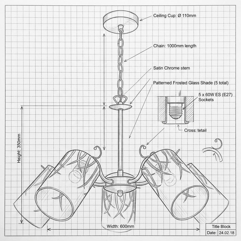 Brightstar-CH239/5 SATIN Chandelier.
